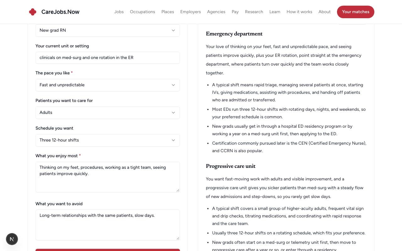 Nursing Specialty Finder